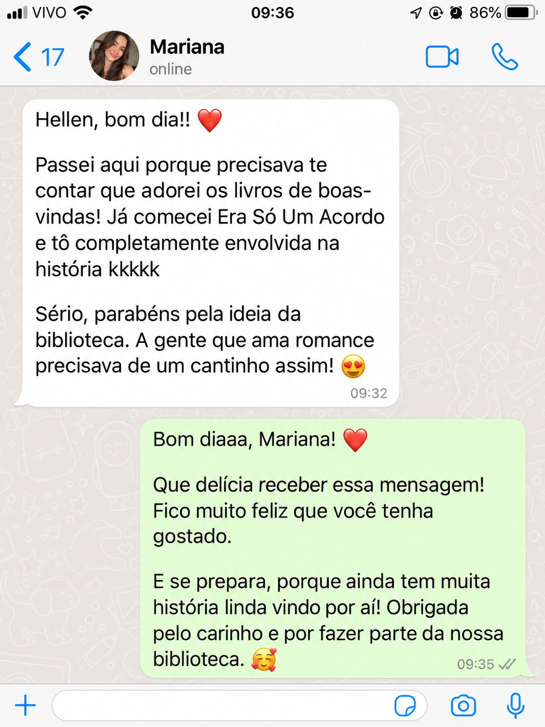 Conversa de Mariana com a Biblioteca Hot